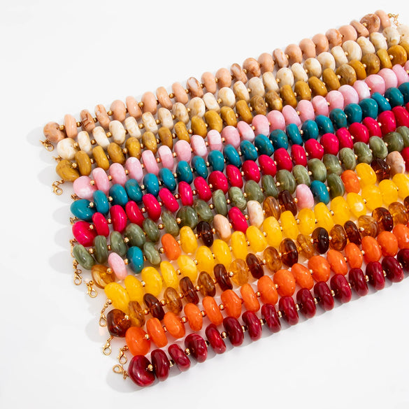 Women's Handmade Resin Beaded Necklace With Irregular Geometric Beads And Lobster Clasp Minimalist Stylish Jewelry