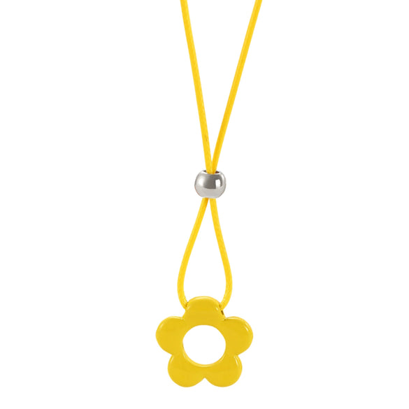 Women's Handmade Resin Flower Pendant Rope Chain Necklace Retro Simple Fashion