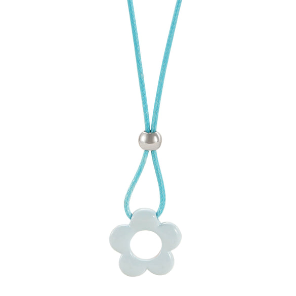 Women's Handmade Resin Flower Pendant Rope Chain Necklace Retro Simple Fashion