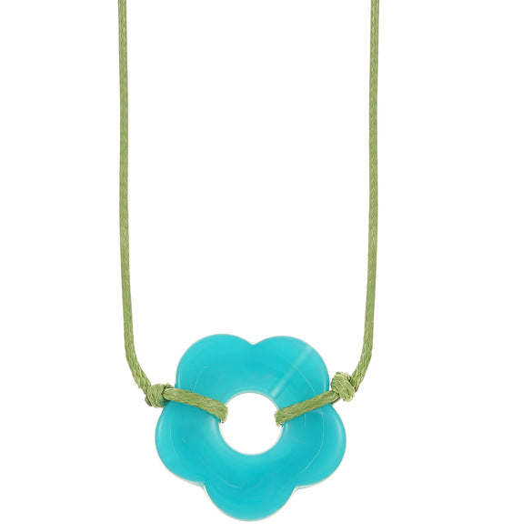 Women's Handmade Resin Flower Pendant Rope Chain Necklace Retro Simple Fashion