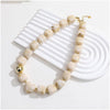 Women's Handmade Resin Heart Pendant Beaded Necklace With Contrasting Color Geometric Beads Exaggerated Statement Jewelry