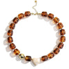 Women's Handmade Resin Heart Pendant Beaded Necklace With Contrasting Color Geometric Beads Exaggerated Statement Jewelry