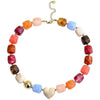 Women's Handmade Resin Heart Pendant Beaded Necklace With Contrasting Color Geometric Beads Exaggerated Statement Jewelry