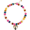 Women's Handmade Resin Heart Pendant Beaded Necklace With Contrasting Color Geometric Beads Exaggerated Statement Jewelry