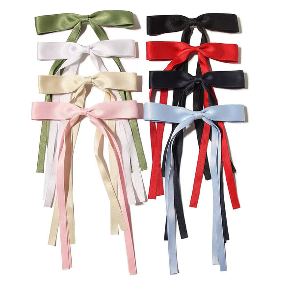 Women's Handmade Ribbon Satin Duckbill Clip Bow Hairpin With Long Tassel Hair Accessories