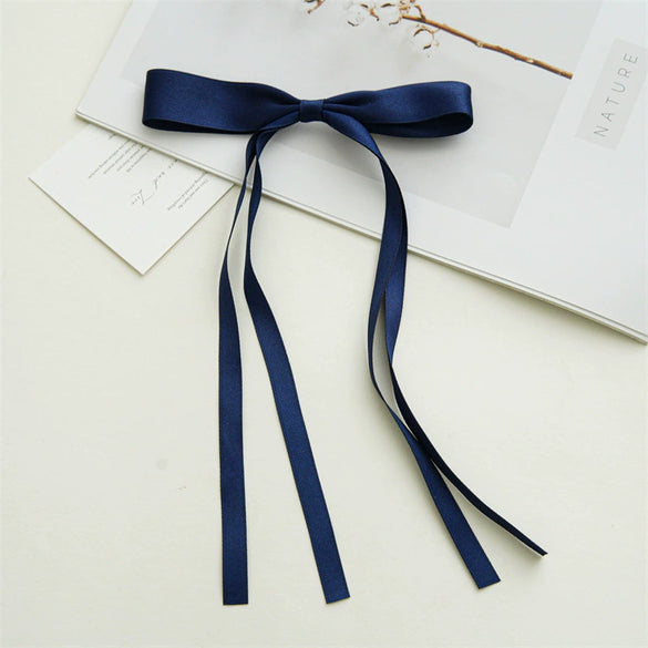 Women's Handmade Ribbon Satin Duckbill Clip Bow Hairpin With Long Tassel Hair Accessories