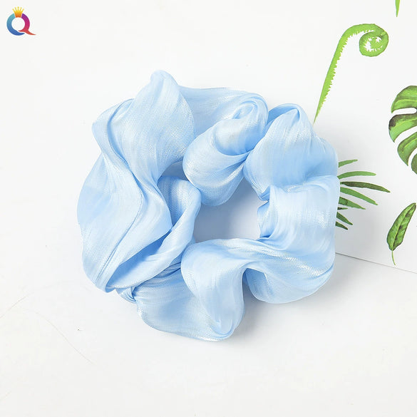 Women's Handmade Satin Scrunchie Hair Tie Large Fabric Hair Ring Simple Fashion Hair Accessory