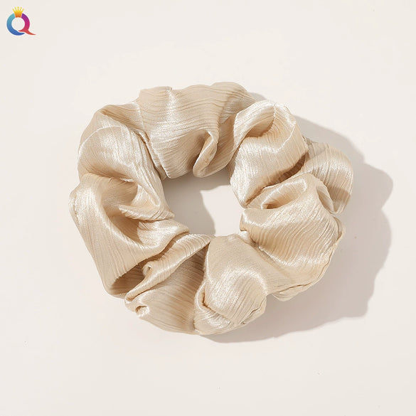 Women's Handmade Satin Scrunchie Hair Tie Large Fabric Hair Ring Simple Fashion Hair Accessory