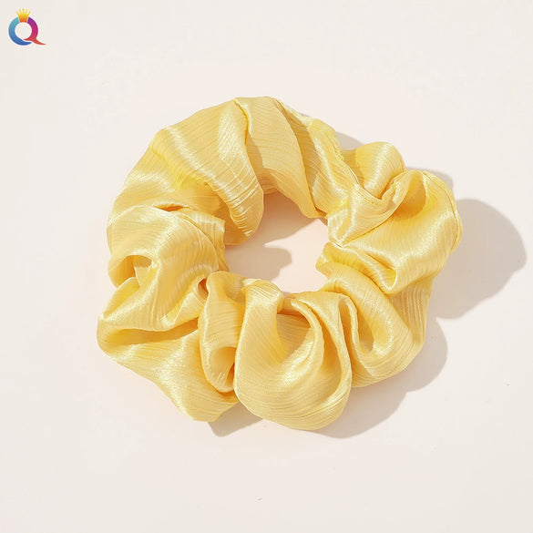 Women's Handmade Satin Scrunchie Hair Tie Ruffled Hair Band Soft Cloth Hair Accessory