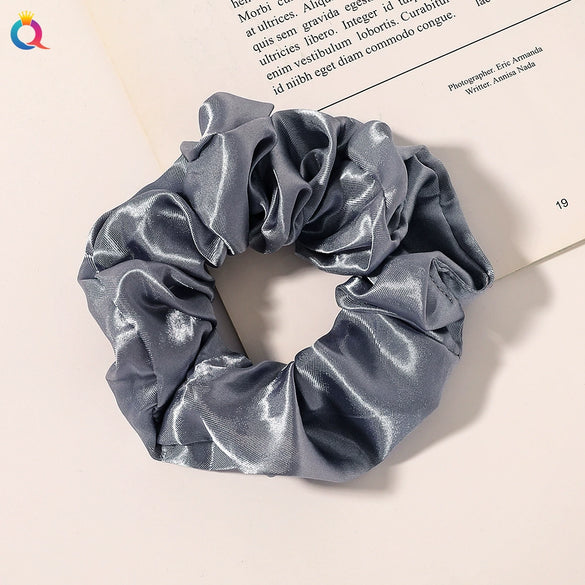 Women's Handmade Satin Scrunchie Hair Tie Set Solid Color Fabric Hair Ring Headband Wholesale