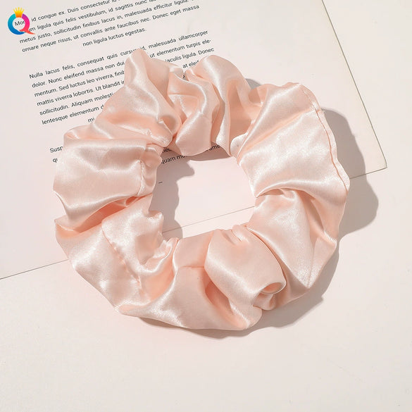 Women's Handmade Satin Scrunchie Hair Tie Set Solid Color Fabric Hair Ring Headband Wholesale