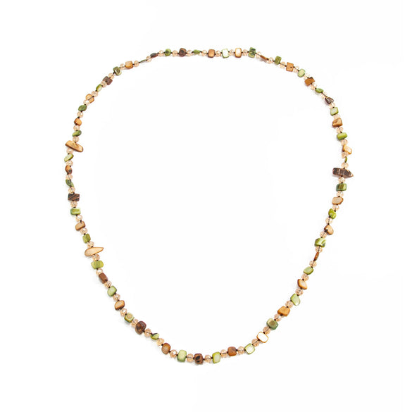 Women's Handmade Shell And Crystal Doublelayer Beaded Necklace With Geometric Design