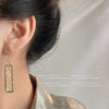 Women's Handmade Shell Rectangular Geometric Earrings With Dripping Glue Finish High End Statement Ear Jewelry
