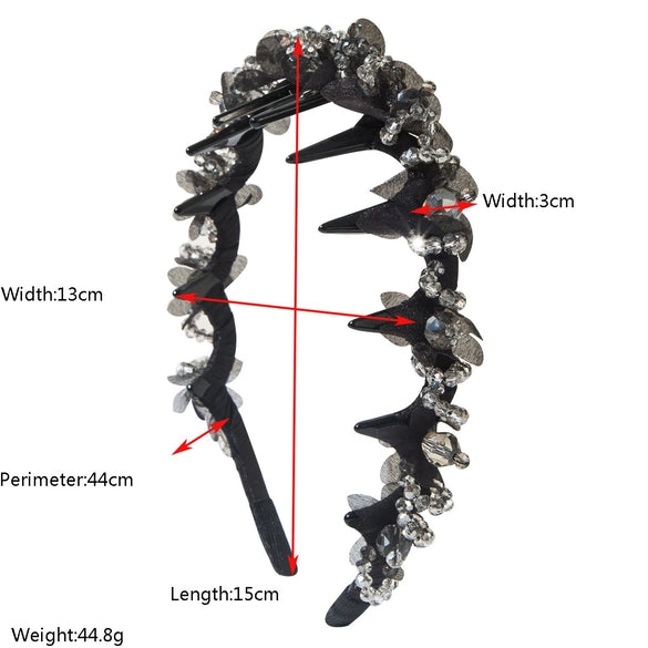 Women's Handmade Silk Crystal Hairband With Plants Flowers Design