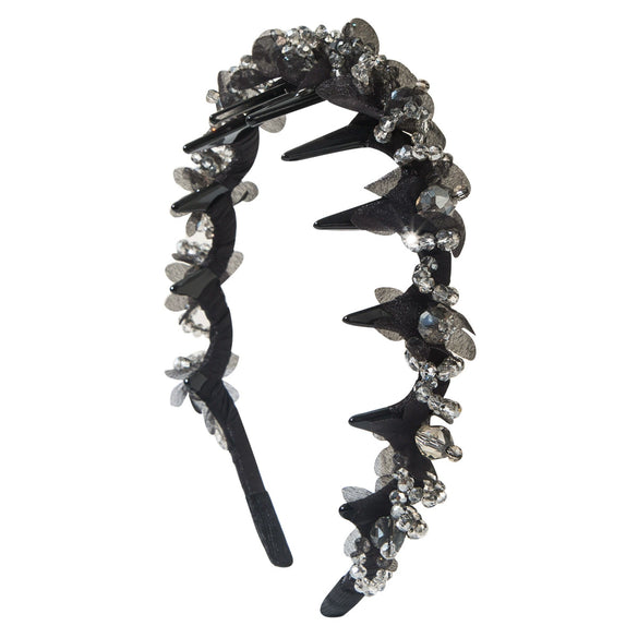 Women's Handmade Silk Crystal Hairband With Plants Flowers Design