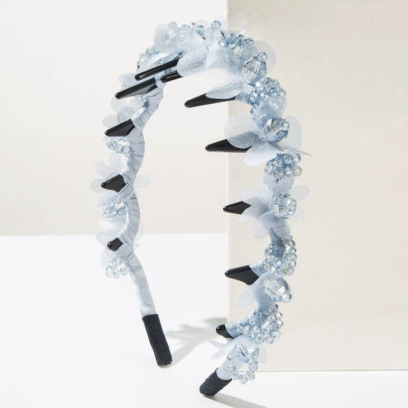 Women's Handmade Silk Crystal Hairband With Plants Flowers Design
