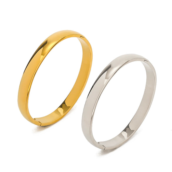Women's Handmade Simple Fashionable Bracelet With Spherical Buckle Vacuum Gold Plated Stainless Steel Polished