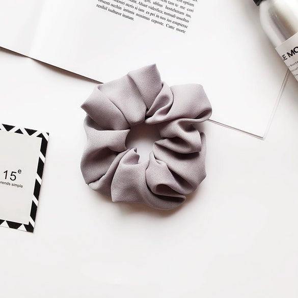 Women's Handmade Solid Color Chiffon Hair Tie Elastic Hair Band Cloth Hair Rope In A Simple Style