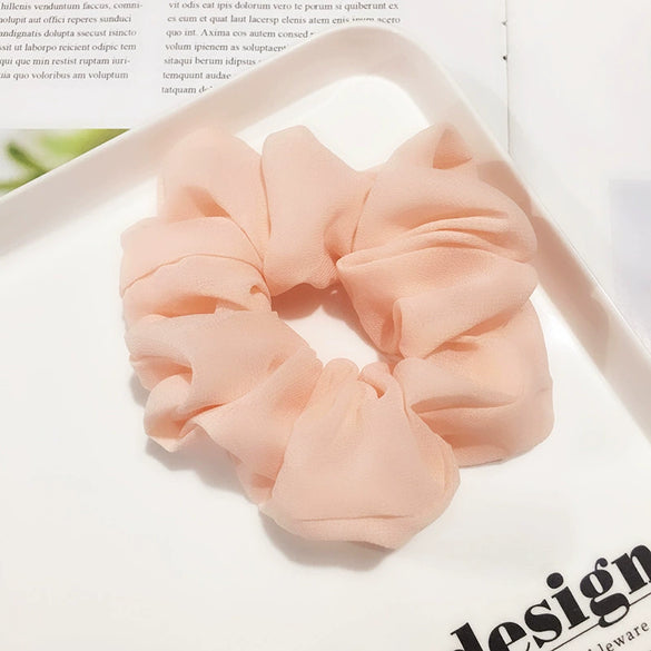 Women's Handmade Solid Color Chiffon Hair Tie Elastic Hair Band Cloth Hair Rope In A Simple Style