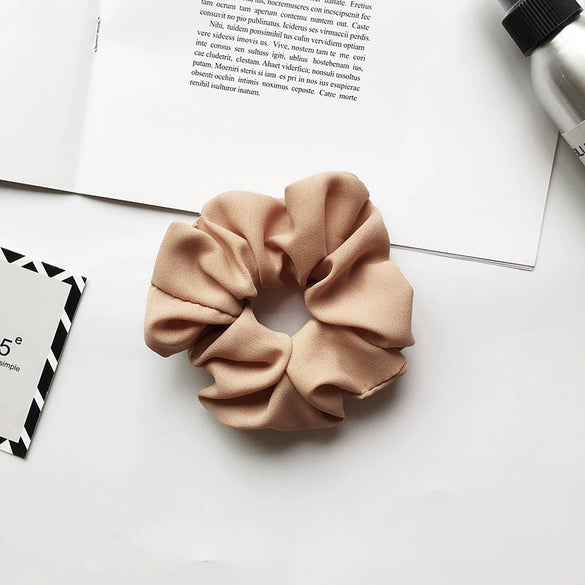 Women's Handmade Solid Color Chiffon Hair Tie Elastic Hair Band Cloth Hair Rope In A Simple Style