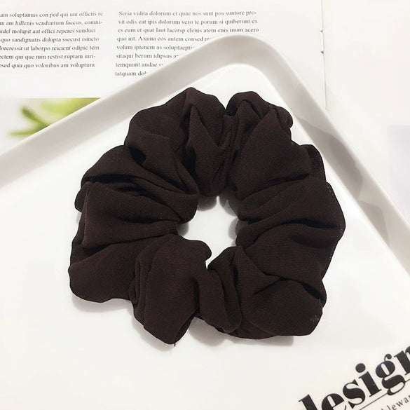 Women's Handmade Solid Color Chiffon Hair Tie Elastic Hair Band Cloth Hair Rope In A Simple Style