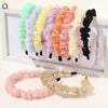 Women's Handmade Solid Color Pleated Lace Organza Headband Elegant Versatile Hair Accessory
