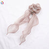 Women's Handmade Solid Color Satin Ribbon Scrunchie Hair Tie Soft Cloth Hair Accessory