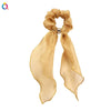 Women's Handmade Solid Color Satin Ribbon Scrunchie Hair Tie Soft Cloth Hair Accessory