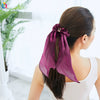 Women's Handmade Solid Color Satin Ribbon Scrunchie Hair Tie Soft Cloth Hair Accessory