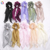 Women's Handmade Solid Color Satin Ribbon Scrunchie Hair Tie Soft Cloth Hair Accessory