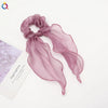 Women's Handmade Solid Color Satin Ribbon Scrunchie Hair Tie Soft Cloth Hair Accessory