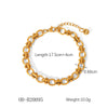 Women's Handmade Stainless Steel And Titanium Steel Bracelet With Geometric Beads And Heart Flower Leaf Wave Rhombus U Shaped Drop Star Patterns 18K Gold Plated