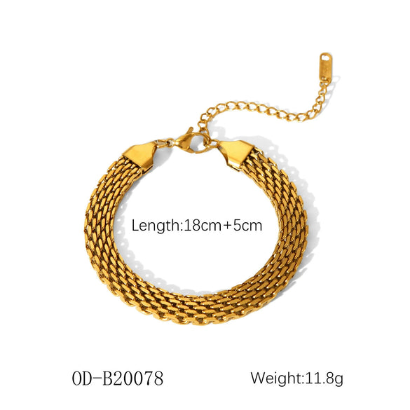Women's Handmade Stainless Steel And Titanium Steel Bracelet With Geometric Beads And Heart Flower Leaf Wave Rhombus U Shaped Drop Star Patterns 18K Gold Plated