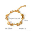 Women's Handmade Stainless Steel And Titanium Steel Bracelet With Geometric Beads And Heart Flower Leaf Wave Rhombus U Shaped Drop Star Patterns 18K Gold Plated
