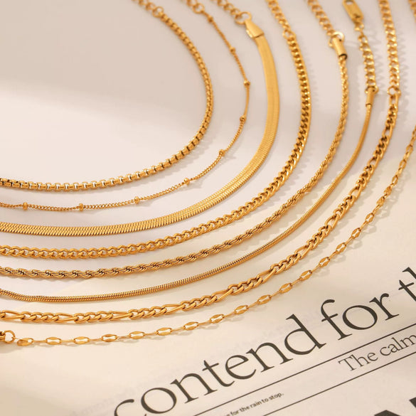 Women's Handmade Stainless Steel And Titanium Steel Bracelet With Geometric Beads And Heart Flower Leaf Wave Rhombus U Shaped Drop Star Patterns 18K Gold Plated