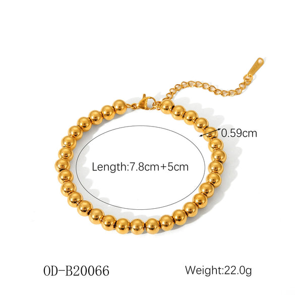Women's Handmade Stainless Steel And Titanium Steel Bracelet With Geometric Beads And Heart Flower Leaf Wave Rhombus U Shaped Drop Star Patterns 18K Gold Plated