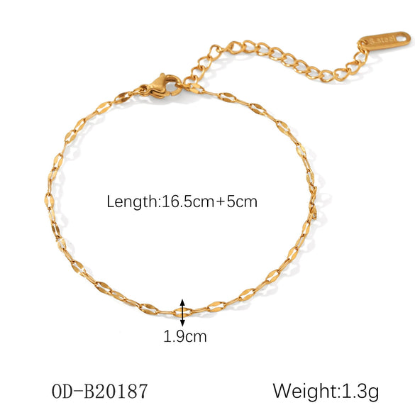 Women's Handmade Stainless Steel And Titanium Steel Bracelet With Geometric Beads And Heart Flower Leaf Wave Rhombus U Shaped Drop Star Patterns 18K Gold Plated