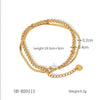 Women's Handmade Stainless Steel And Titanium Steel Bracelet With Geometric Beads And Heart Flower Leaf Wave Rhombus U Shaped Drop Star Patterns 18K Gold Plated