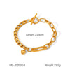 Women's Handmade Stainless Steel And Titanium Steel Bracelet With Geometric Beads And Heart Flower Leaf Wave Rhombus U Shaped Drop Star Patterns 18K Gold Plated