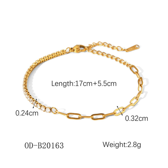 Women's Handmade Stainless Steel And Titanium Steel Bracelet With Geometric Beads And Heart Flower Leaf Wave Rhombus U Shaped Drop Star Patterns 18K Gold Plated