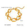 Women's Handmade Stainless Steel And Titanium Steel Bracelet With Geometric Beads And Heart Flower Leaf Wave Rhombus U Shaped Drop Star Patterns 18K Gold Plated