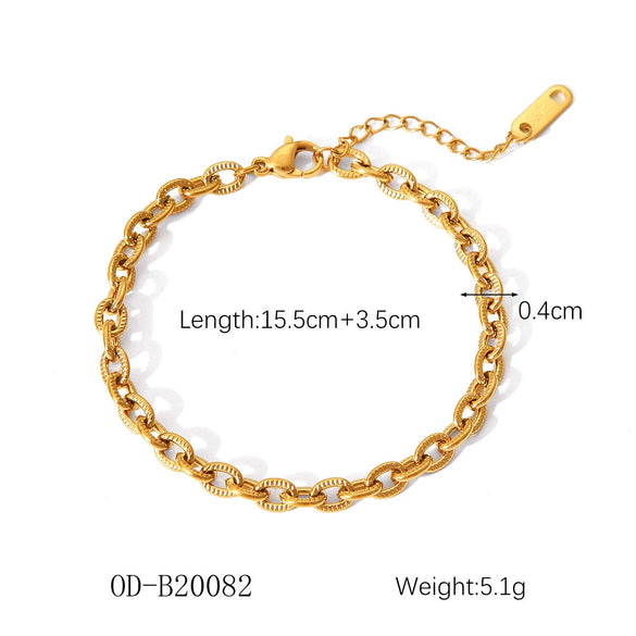 Women's Handmade Stainless Steel And Titanium Steel Bracelet With Geometric Beads And Heart Flower Leaf Wave Rhombus U Shaped Drop Star Patterns 18K Gold Plated