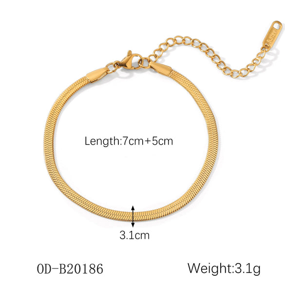 Women's Handmade Stainless Steel And Titanium Steel Bracelet With Geometric Beads And Heart Flower Leaf Wave Rhombus U Shaped Drop Star Patterns 18K Gold Plated