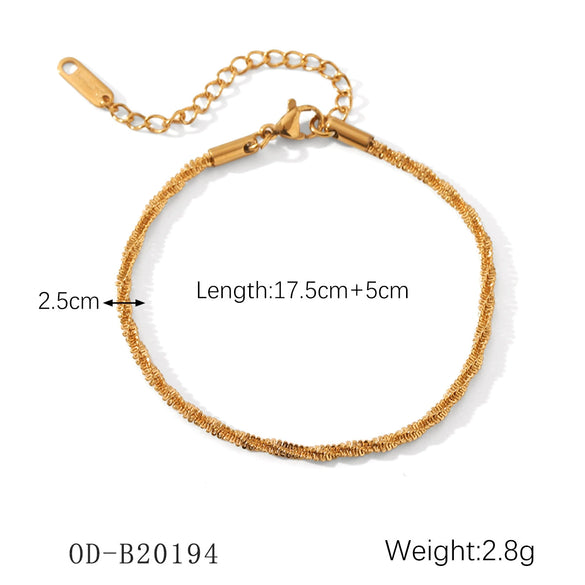 Women's Handmade Stainless Steel And Titanium Steel Bracelet With Geometric Beads And Heart Flower Leaf Wave Rhombus U Shaped Drop Star Patterns 18K Gold Plated