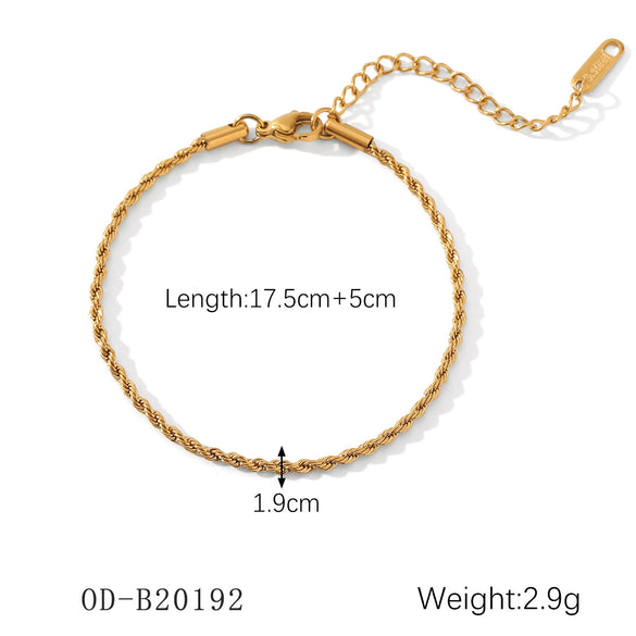 Women's Handmade Stainless Steel And Titanium Steel Bracelet With Geometric Beads And Heart Flower Leaf Wave Rhombus U Shaped Drop Star Patterns 18K Gold Plated