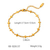 Women's Handmade Stainless Steel And Titanium Steel Bracelet With Geometric Beads And Heart Flower Leaf Wave Rhombus U Shaped Drop Star Patterns 18K Gold Plated