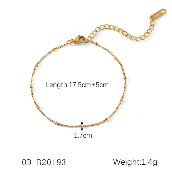 Women's Handmade Stainless Steel And Titanium Steel Bracelet With Geometric Beads And Heart Flower Leaf Wave Rhombus U Shaped Drop Star Patterns 18K Gold Plated