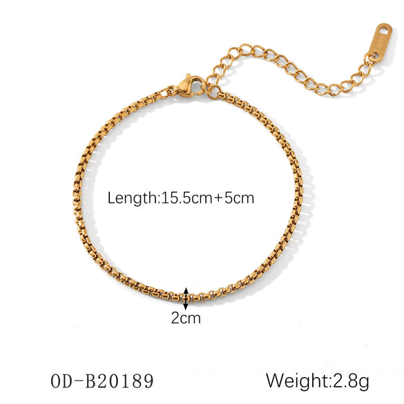 Women's Handmade Stainless Steel And Titanium Steel Bracelet With Geometric Beads And Heart Flower Leaf Wave Rhombus U Shaped Drop Star Patterns 18K Gold Plated