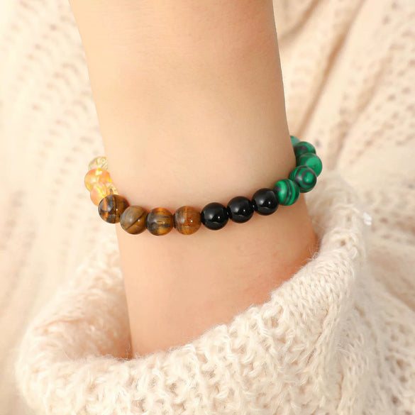 Women's Handmade Stainless Steel Woven Beaded Bracelet With Geometric Casual Style Adjustable Bracelet