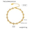 Women's Handmade 316L Stainless Steel Zircon Plated 18K Gold Bracelet With Geometric Pattern And Triangle Plum Blossom Design